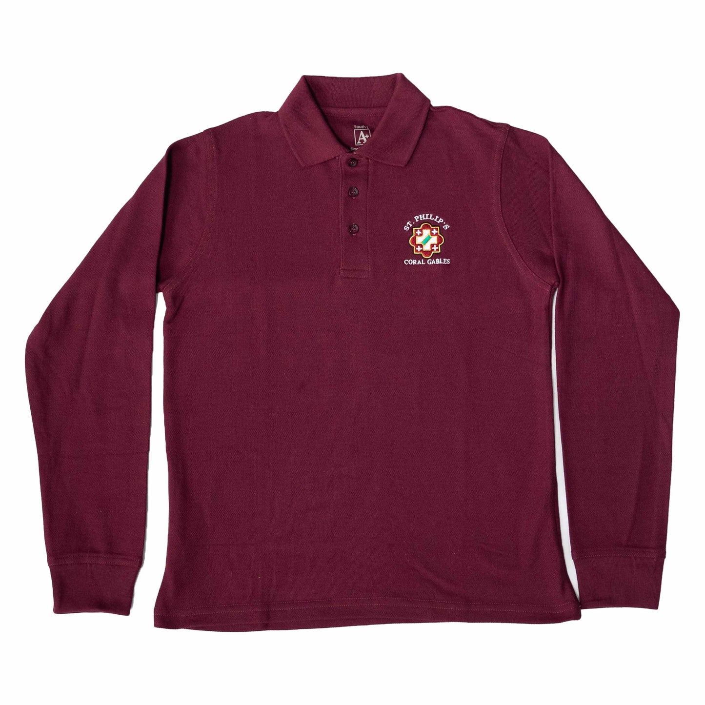 BURGUNDY LONG SLEEVE POLO SHIRT