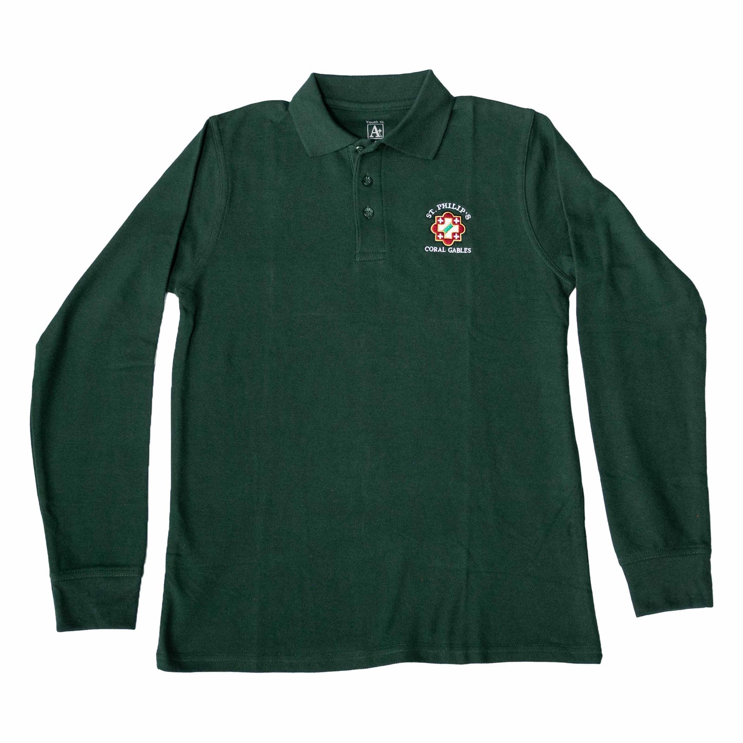 GREEN LONG SLEEVE POLO SHIRT