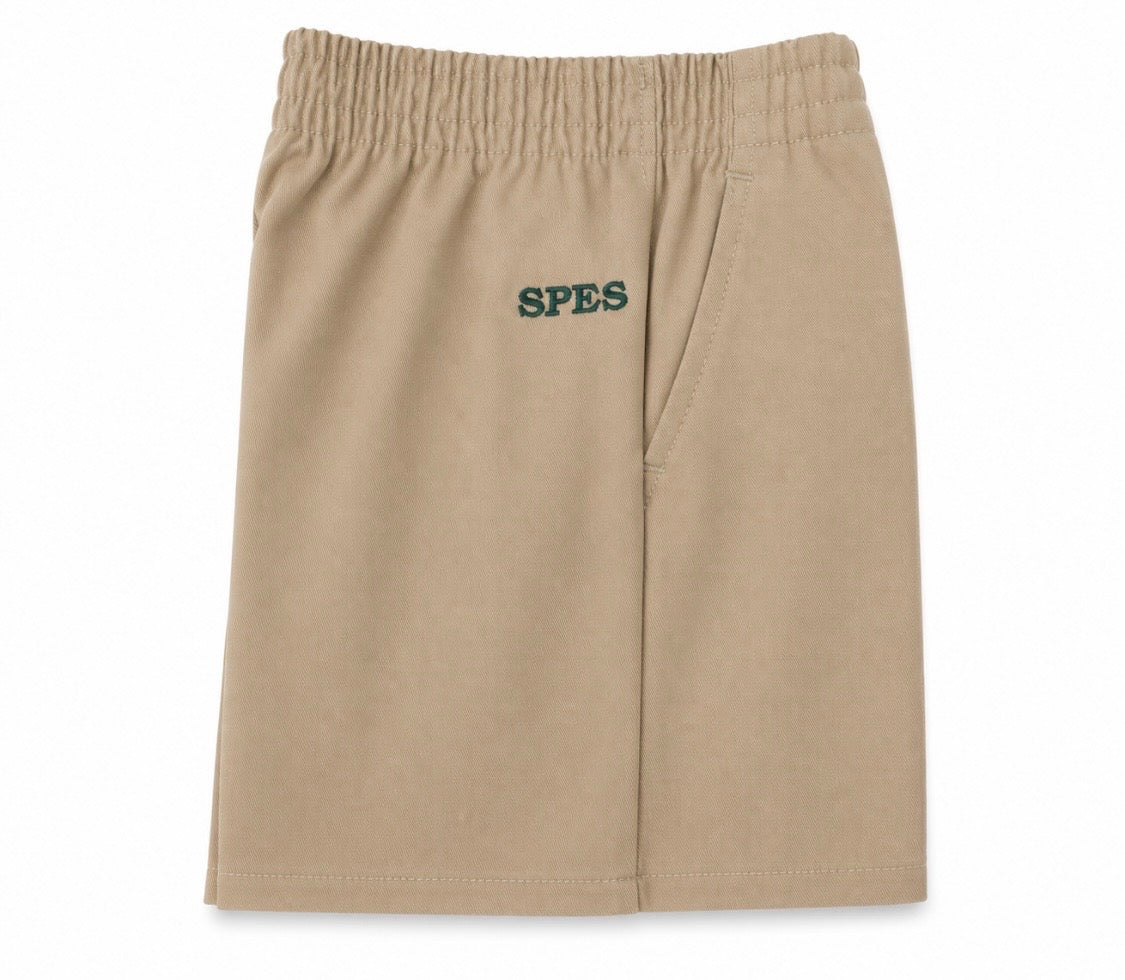 KHAKI PULL ON SHORT WITH LOGO