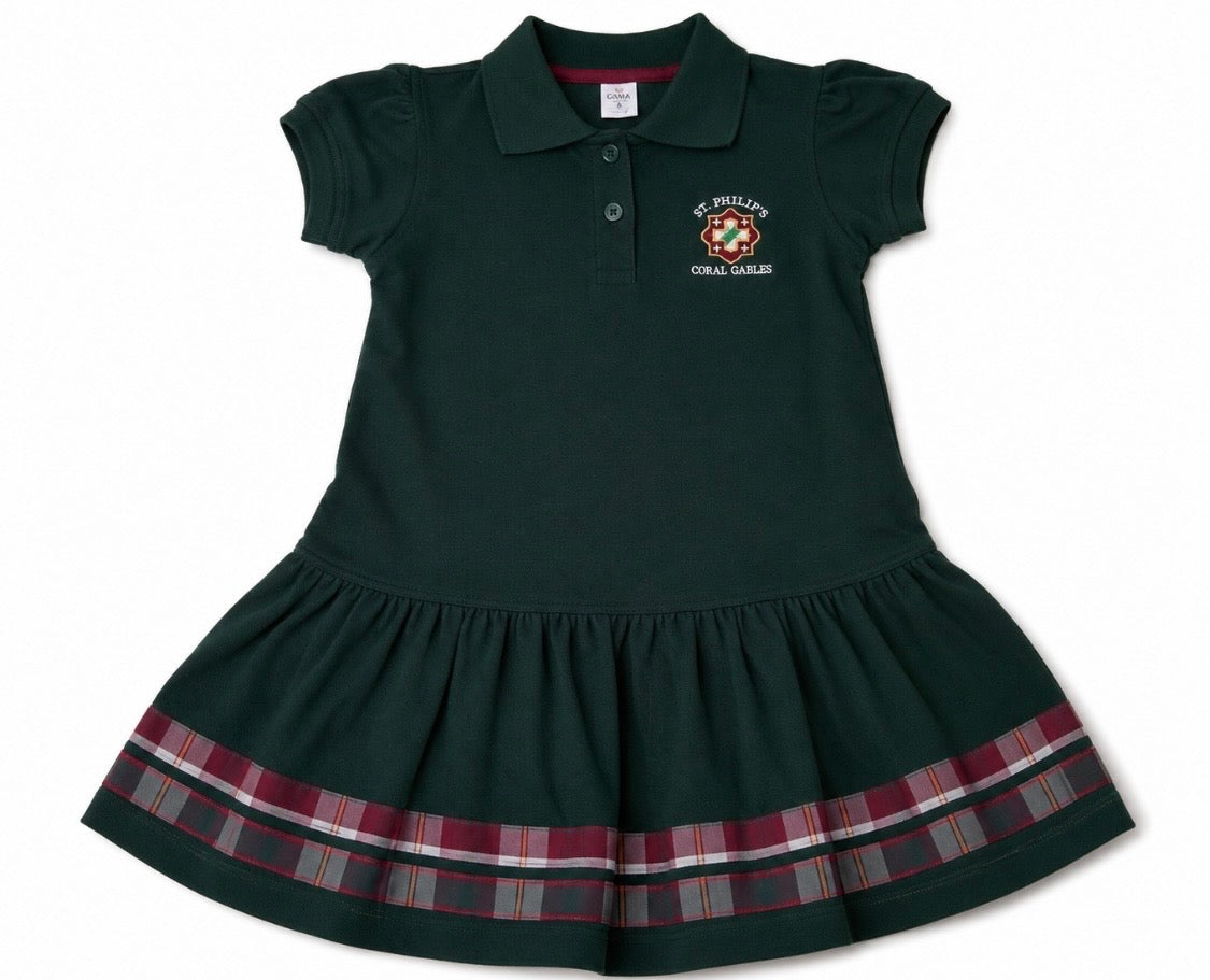 POLO DRESS GREEN WITH LOGO