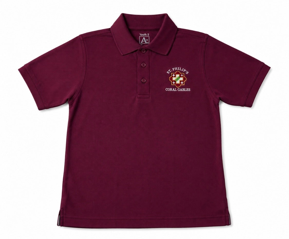 BURGUNDY SHORT SLEEVE POLO SHIRT