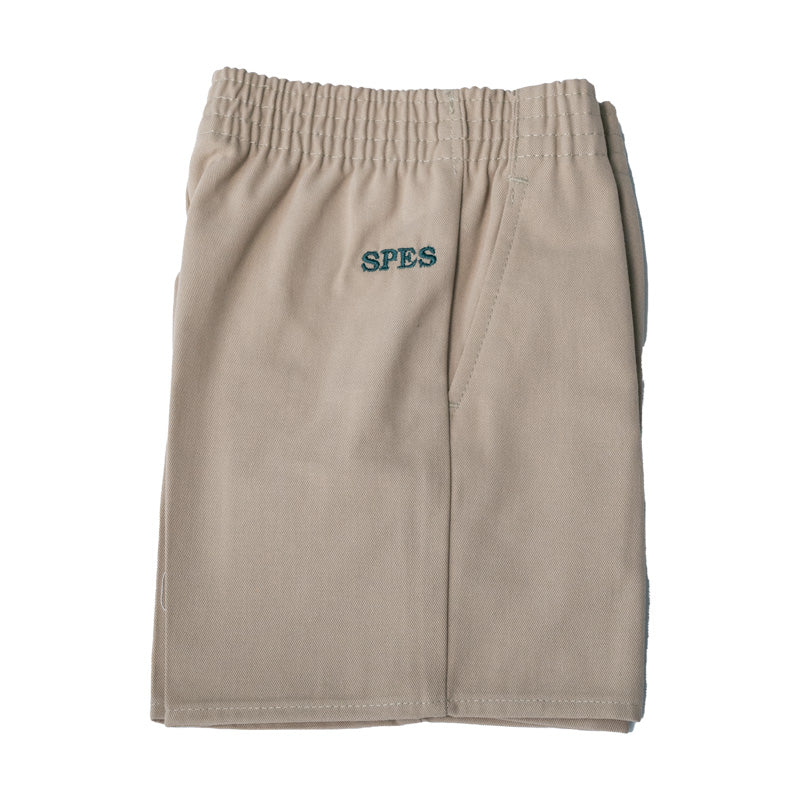 KHAKI PULL ON SHORT WITH LOGO