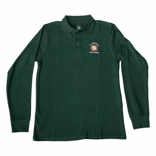 GREEN LONG SLEEVE POLO SHIRT