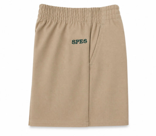KHAKI PULL ON SHORT WITH LOGO