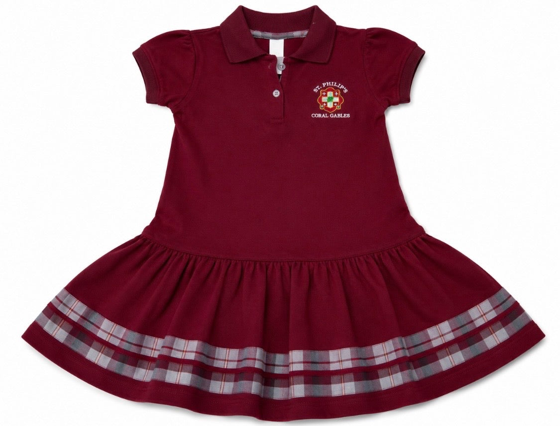 POLO DRESS BURGUNDY WITH LOGO