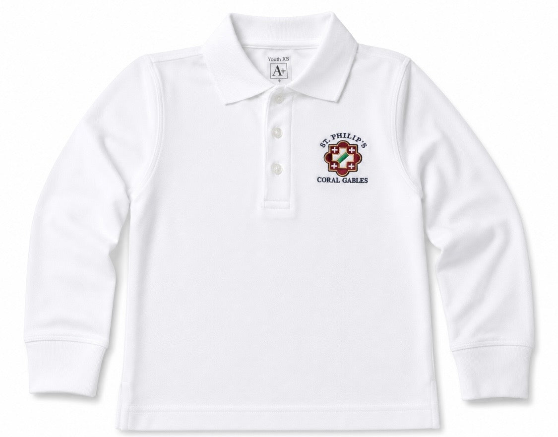 WHITE LONG SLEEVE POLO SHIRT