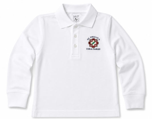 WHITE LONG SLEEVE POLO SHIRT