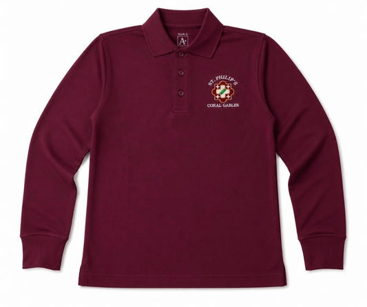 BURGUNDY LONG SLEEVE POLO SHIRT