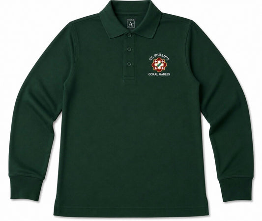 GREEN LONG SLEEVE POLO SHIRT