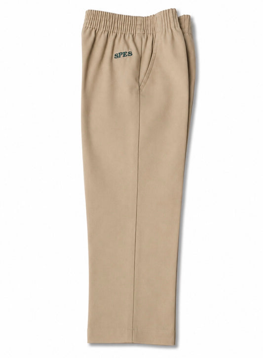 KHAKI PULL ON PANT WITH LOGO