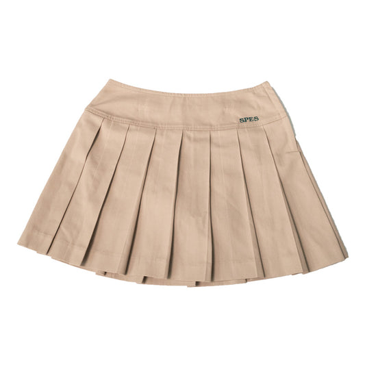 KHAKI PLEATED SKIRT WITH LOGO