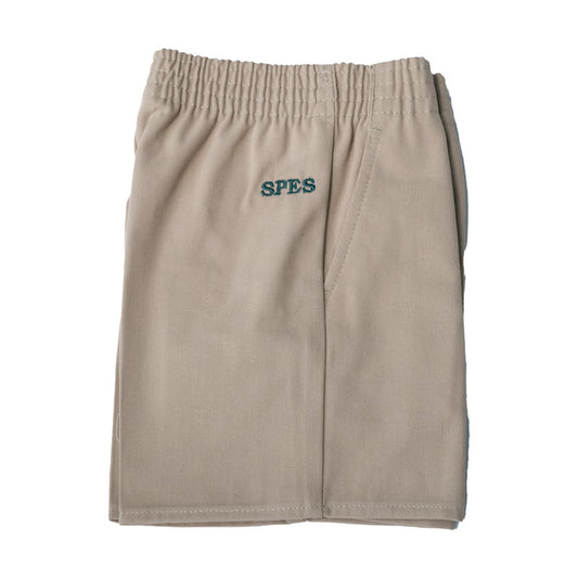 KHAKI PULL ON SHORT WITH LOGO